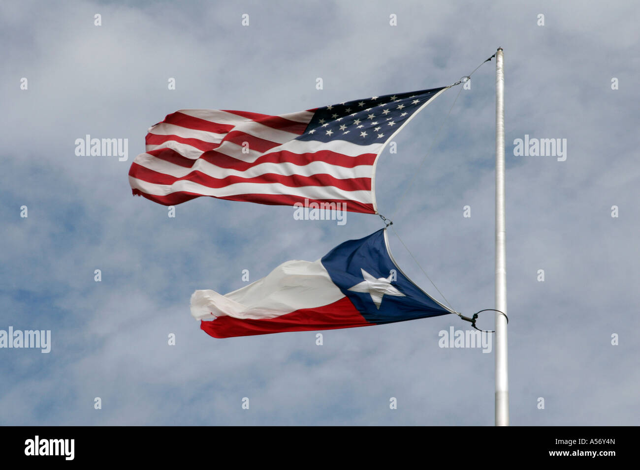Painet ja1109 usa bandiere stelle strisce lone star ensign texas cuidad juarez el paso photo 2005 america latina frontiere 20031001 Foto Stock