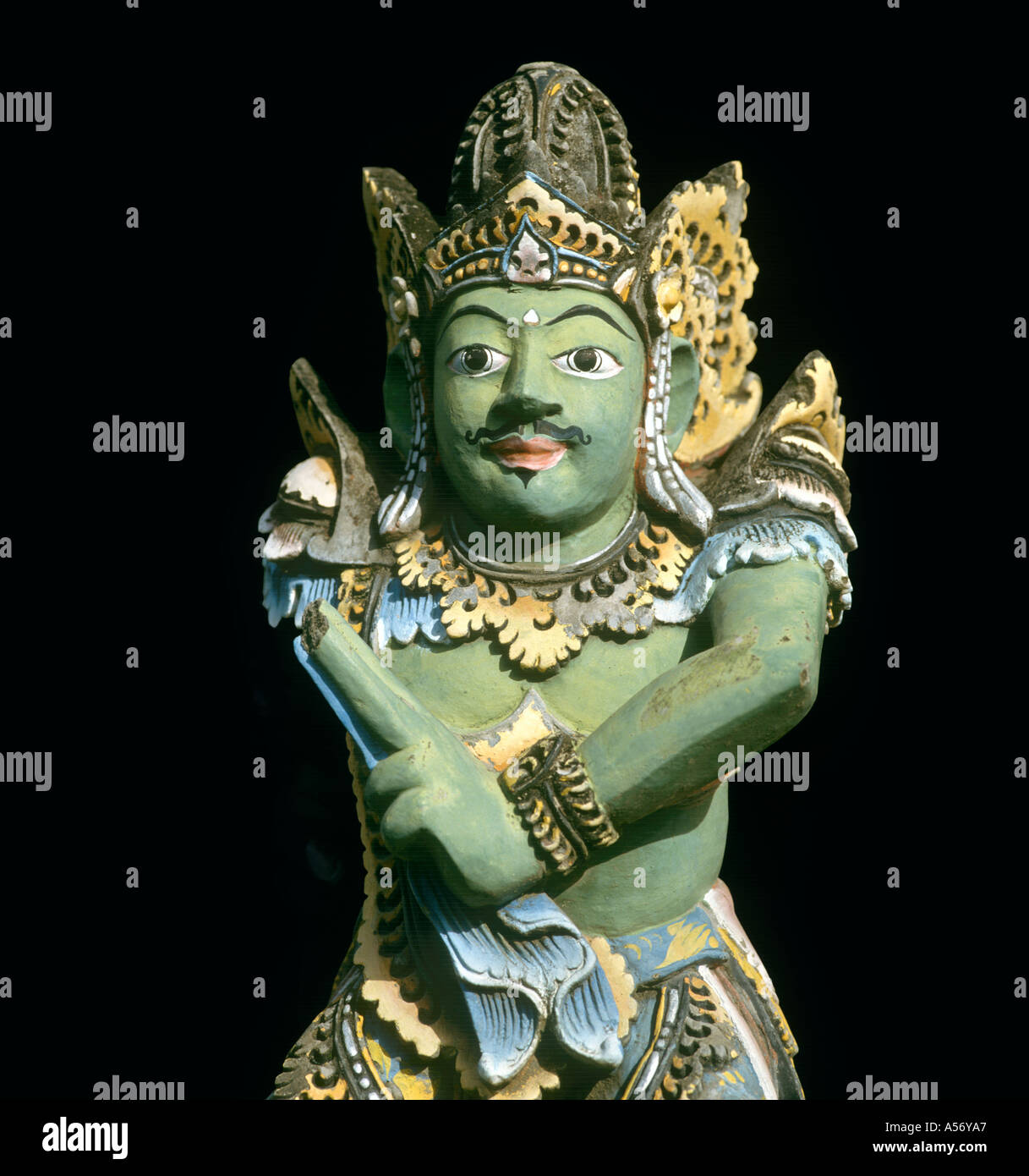 Tradizionale Balinese dipinto statua, Bali, Indonesia Foto Stock
