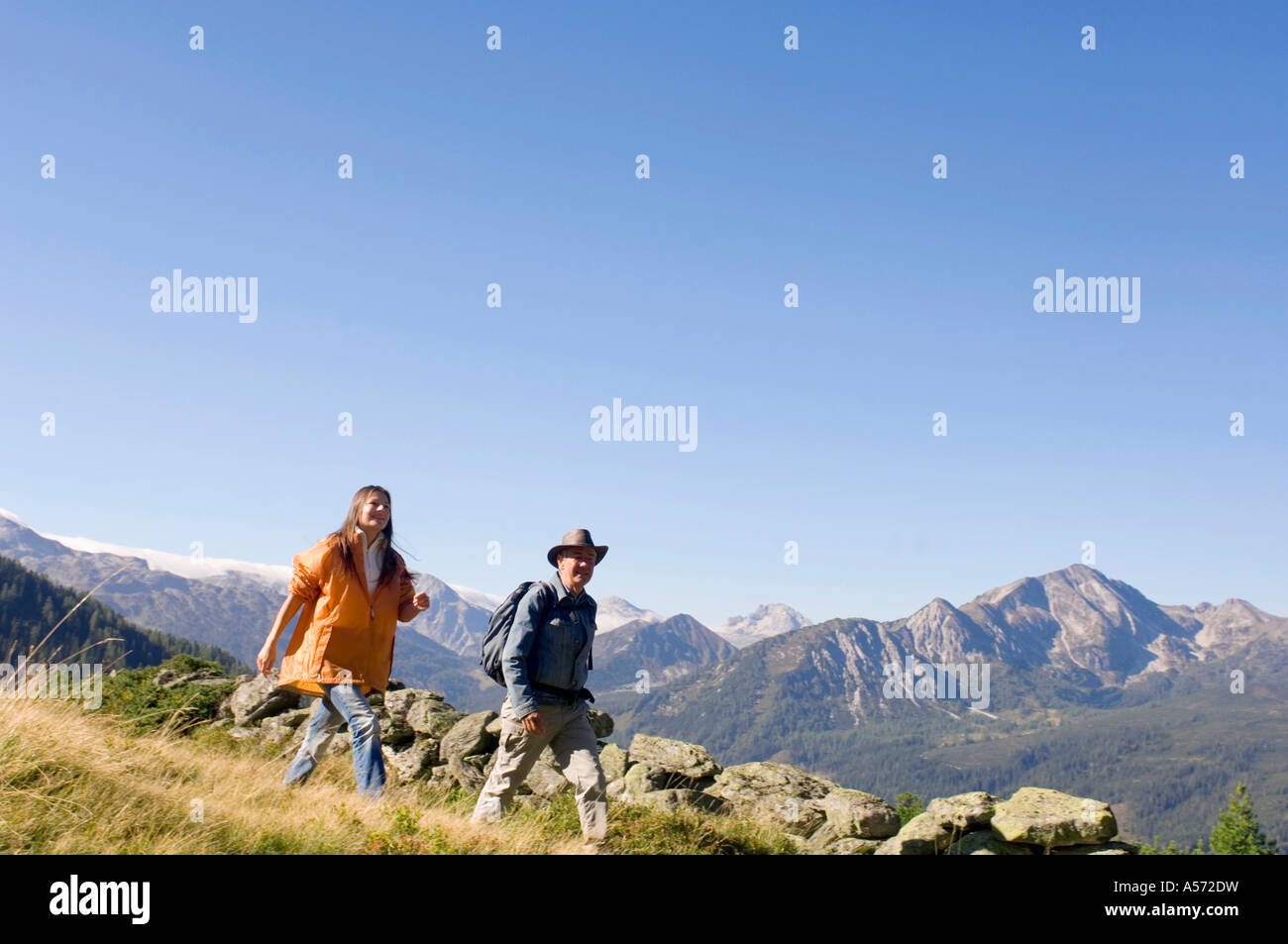 Matura in montagna, escursionismo Foto Stock