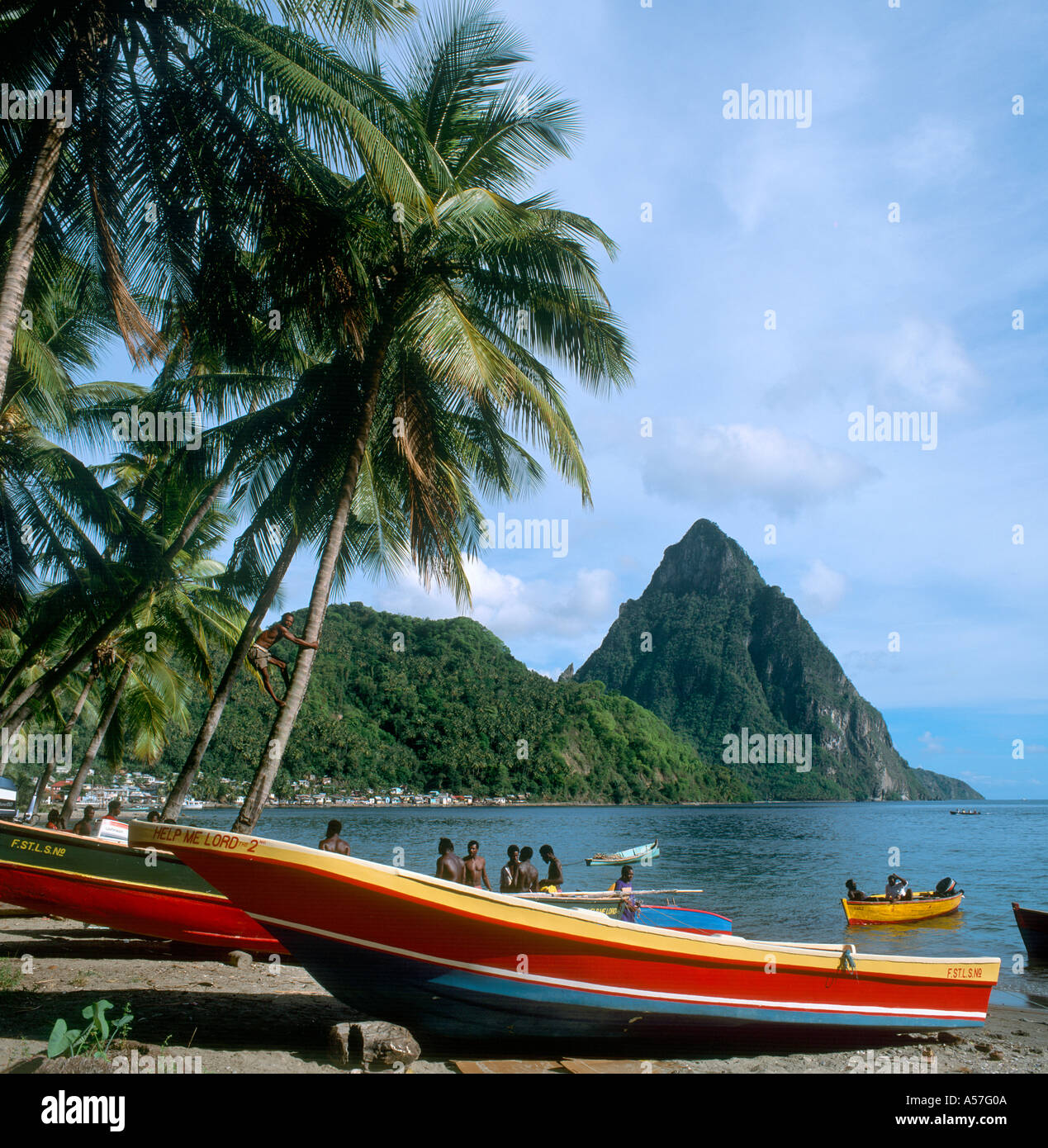 Petit Piton, chiodi, Soufriere, St. Lucia, West Indies, dei Caraibi Foto Stock