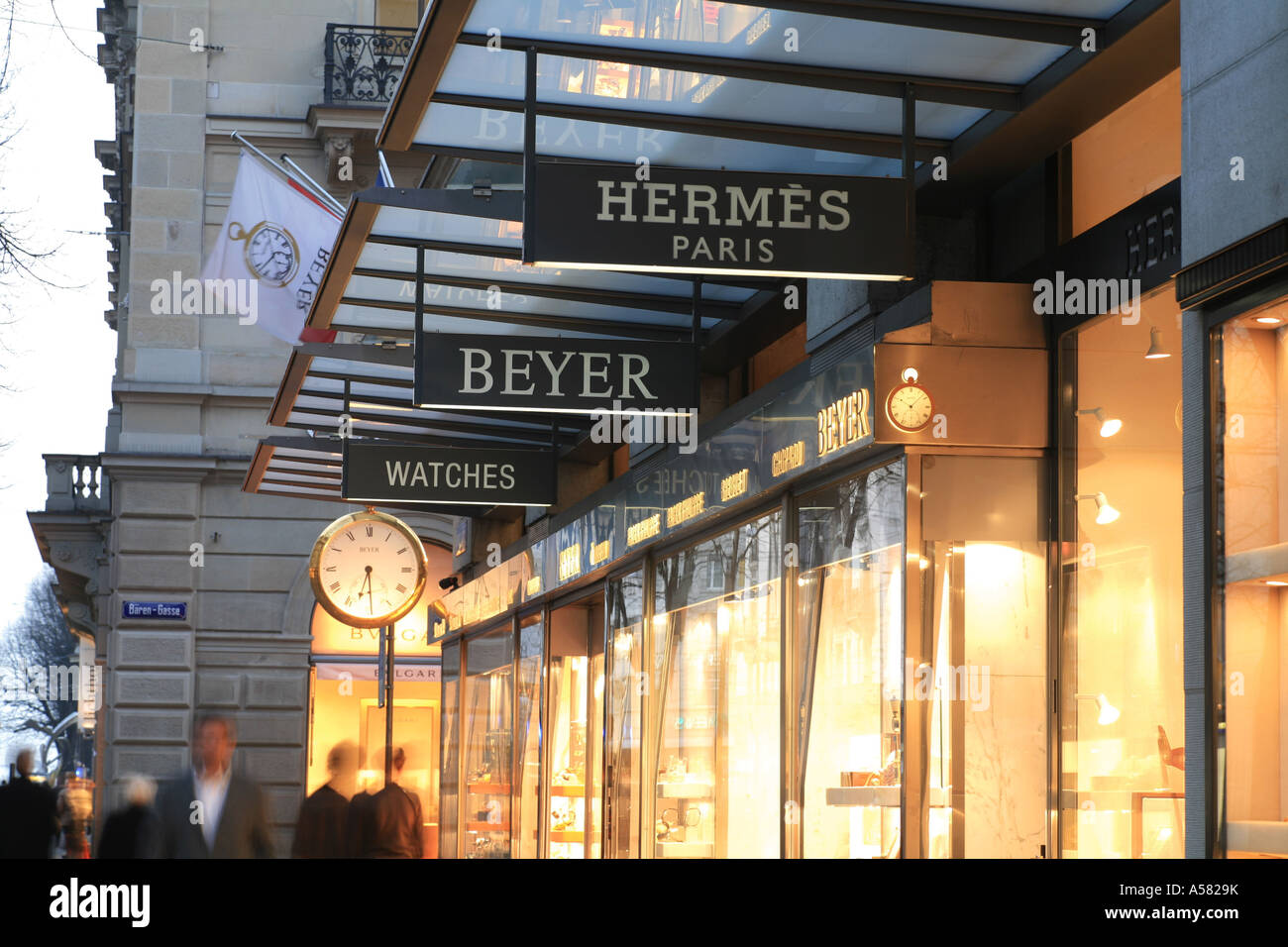 Beyer gioielliere a Bahnhofstrasse di Zurigo, Svizzera Foto Stock