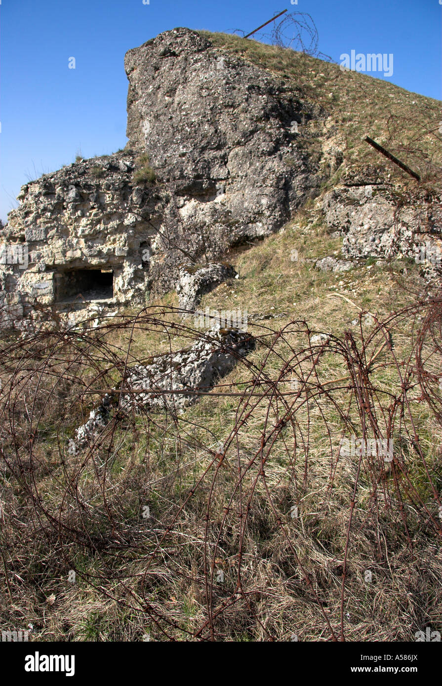 Rovine di Fort Vaux, campo di battaglia di Verdun, Lorena, Francia Foto Stock