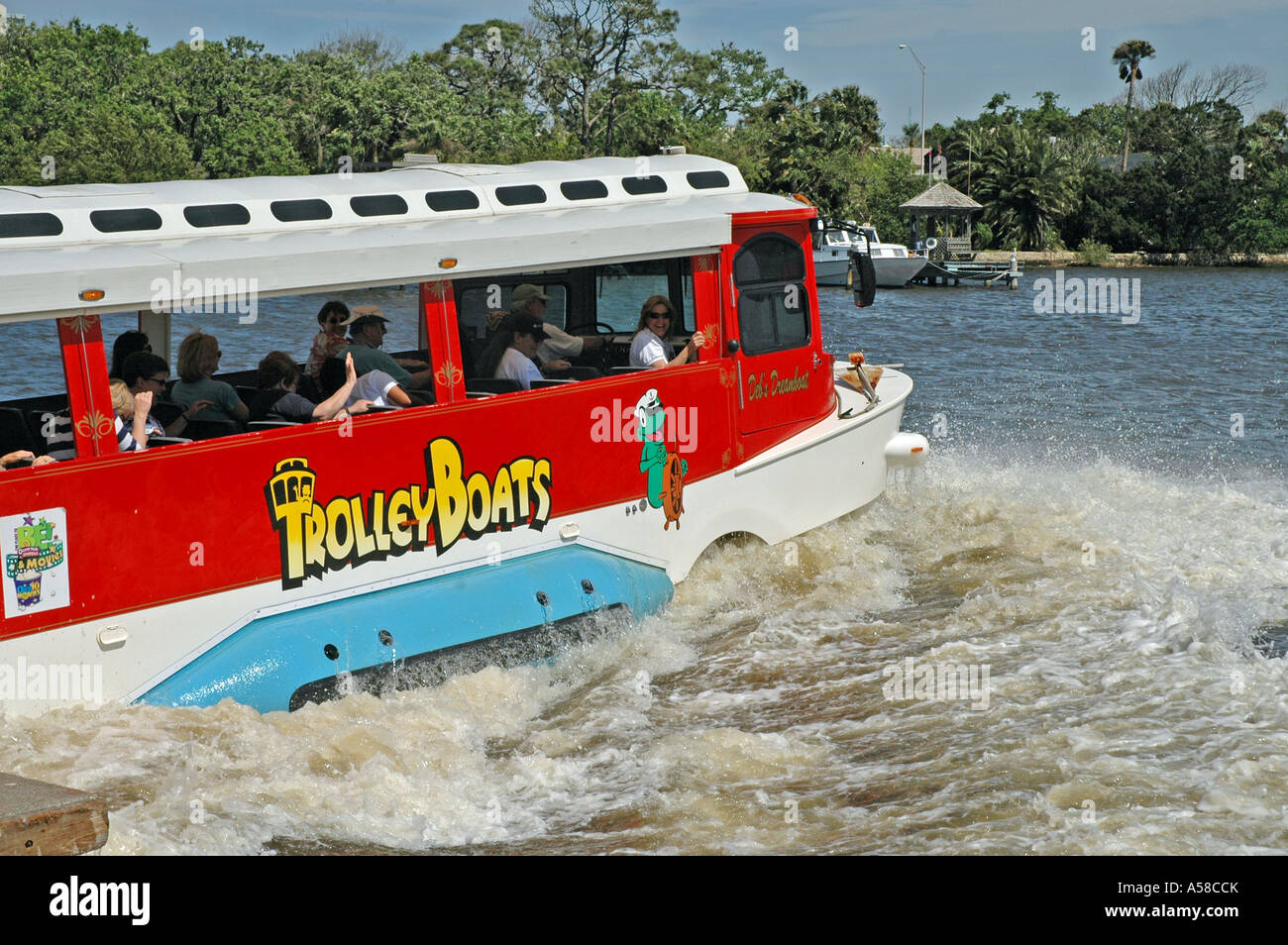 Daytona Beach Florida amphibeous trolley tour in barca sul fiume Halifax Foto Stock