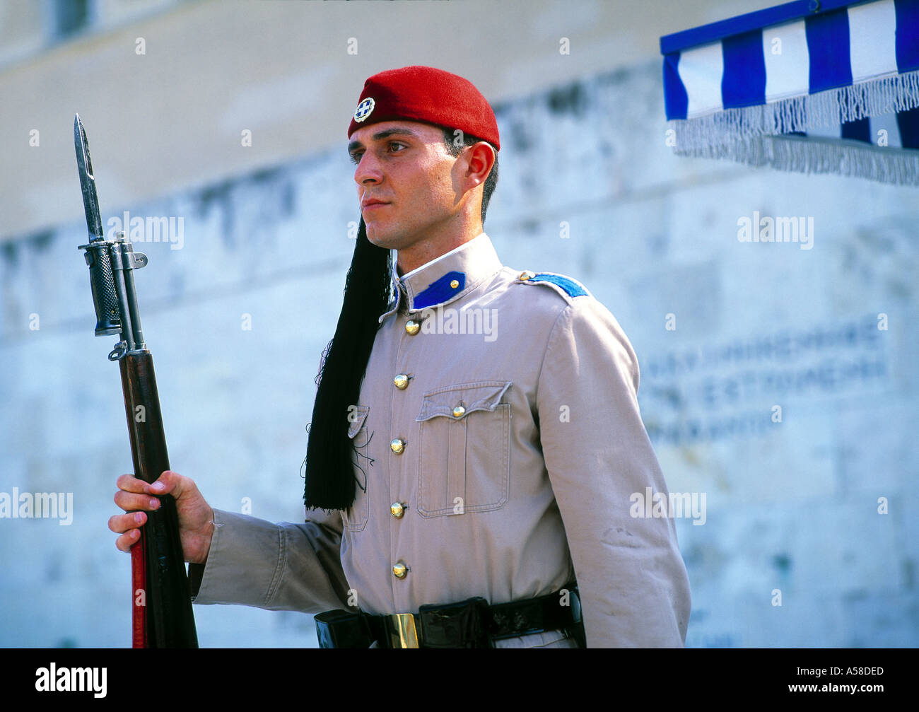 Il Parlamento greco Guard Foto Stock