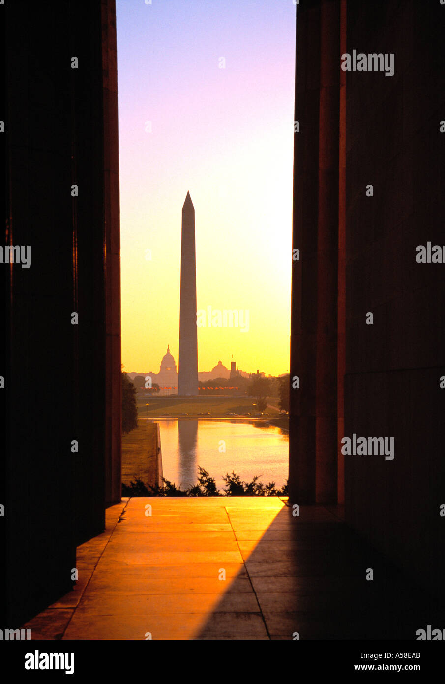 Il Monumento a Washington, crepuscolo Foto Stock