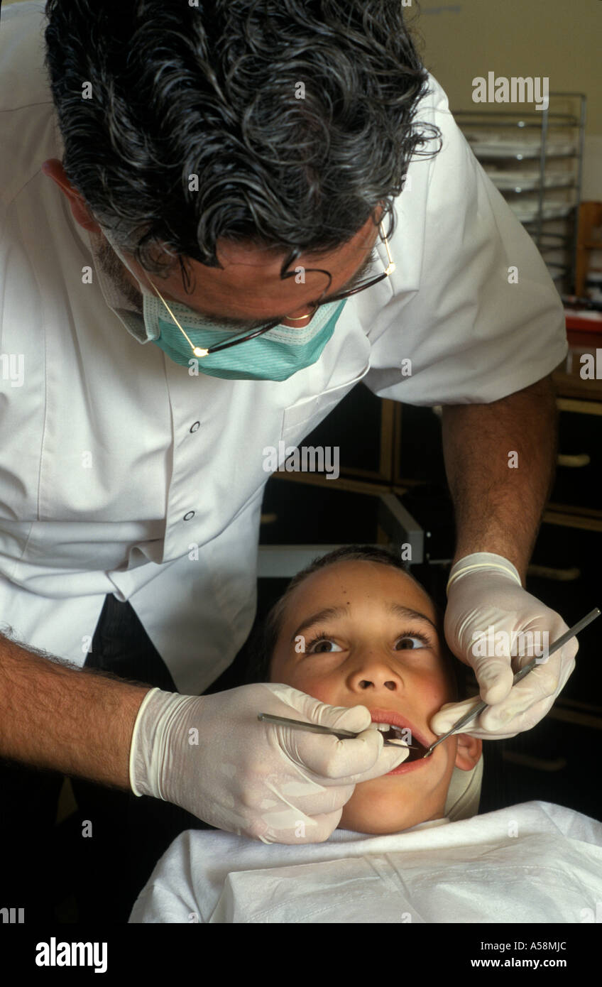 Bambino dal dentista Foto Stock