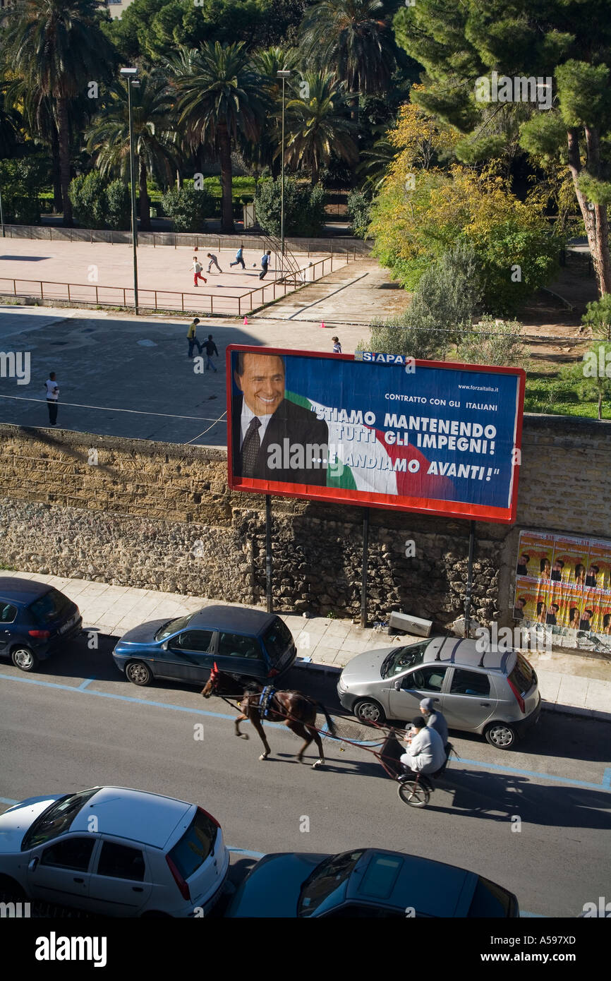 Berlusconi campagna politica sicilia italia Foto Stock