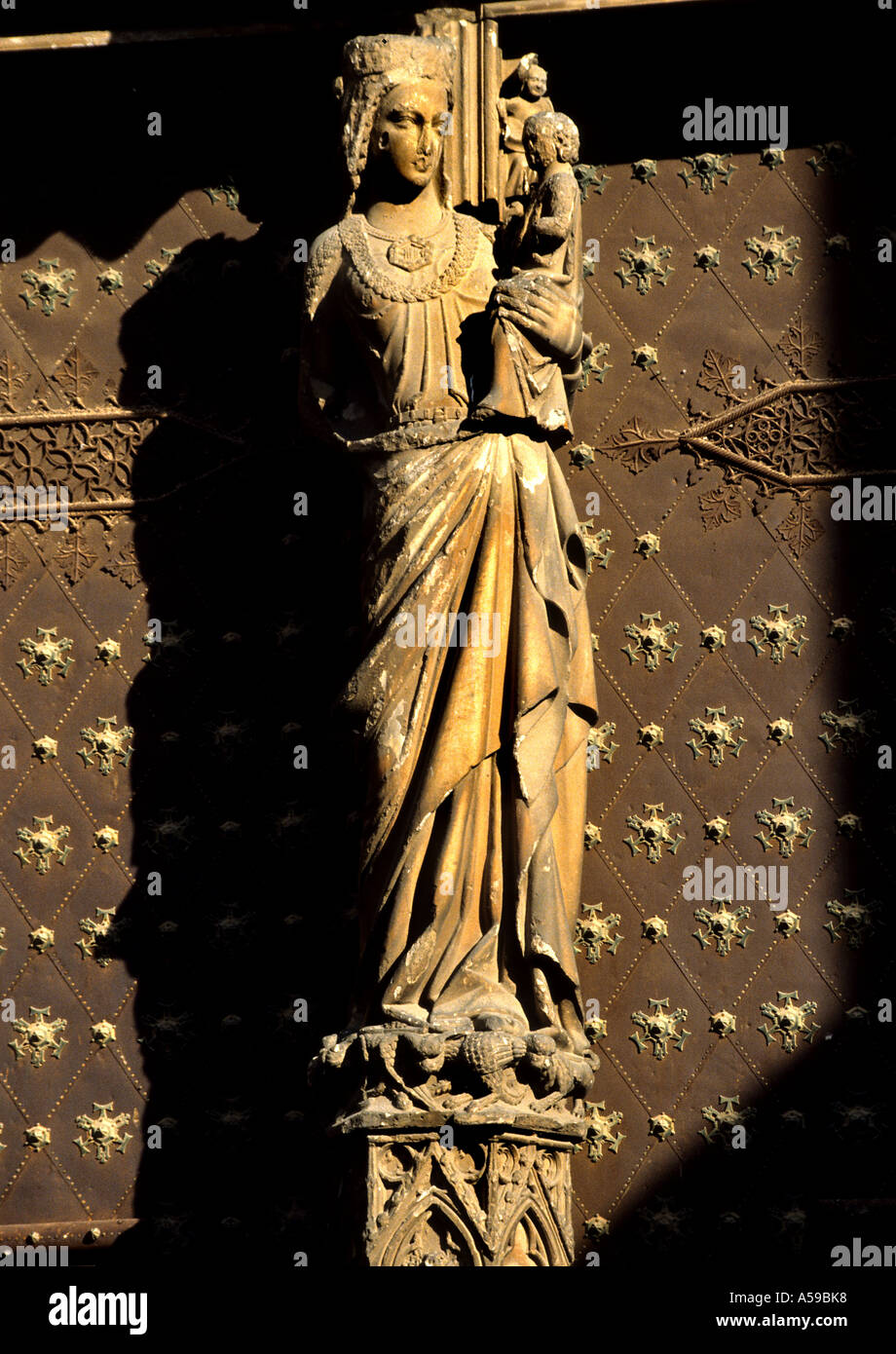 Spagna Catalunya Cattedrale di Tarragona portone dettaglio Foto Stock