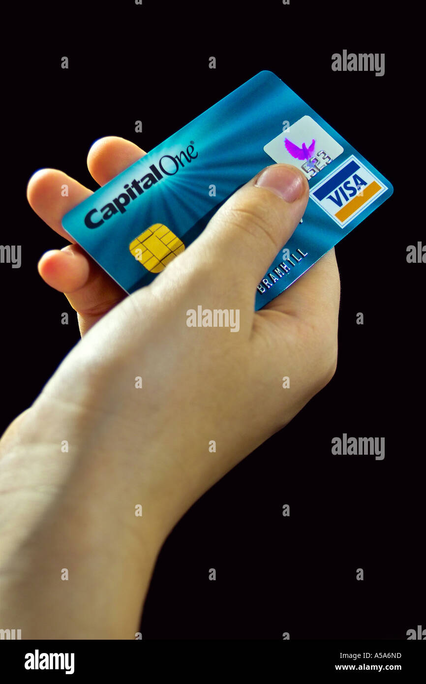 Denaro Shot Carta di Credito Capital One Visa chip e pin smart card Foto  stock - Alamy