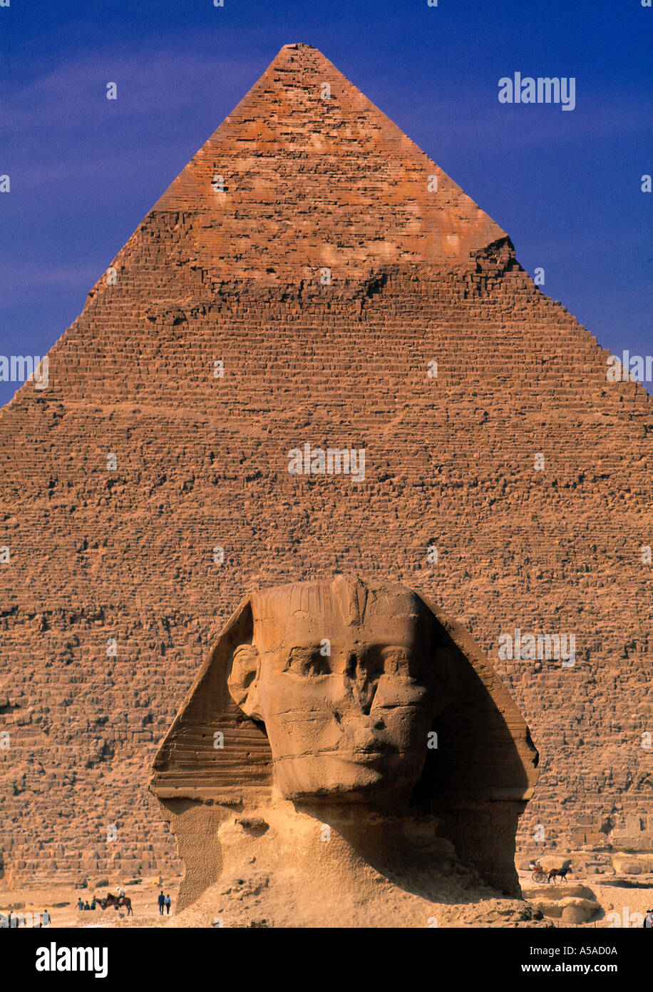 Piramide e Sfinge Giza, il Cairo, Egitto Foto Stock