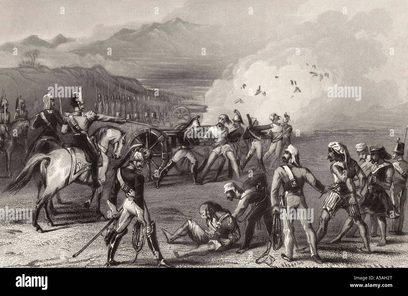 Soffiatura Sepoys mutinous dei cannoni. Dalla storia della Indian Mutiny pubblicato 1858 Foto Stock