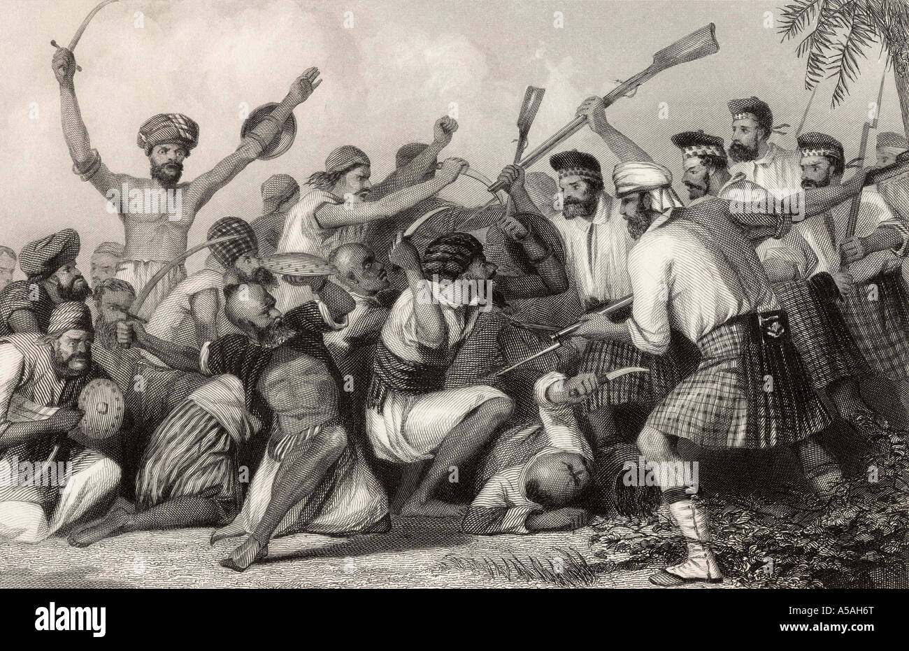 Conflitto con la prima Ghazees Bareilly, 6 maggio 1858. Dalla storia della Indian Mutiny pubblicato 1858 Foto Stock