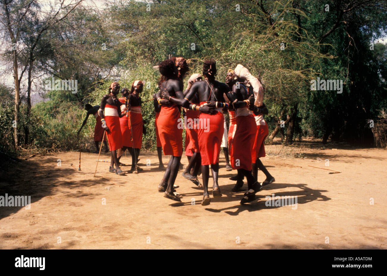 Masai Danzatori tribali Kenya Africa Foto Stock