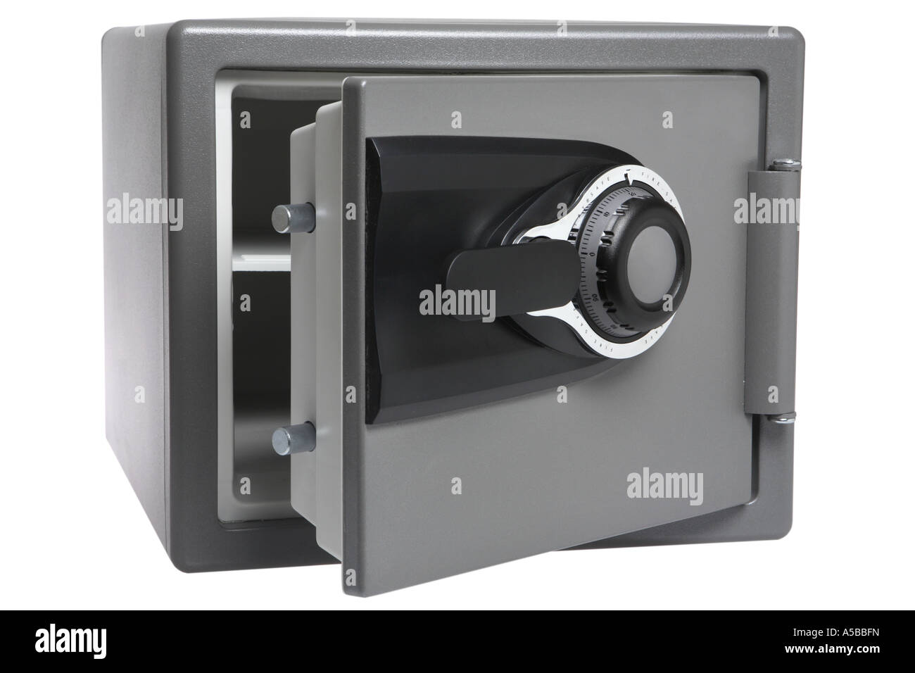 Aprire Cassaforte ritagliata su sfondo bianco Foto Stock