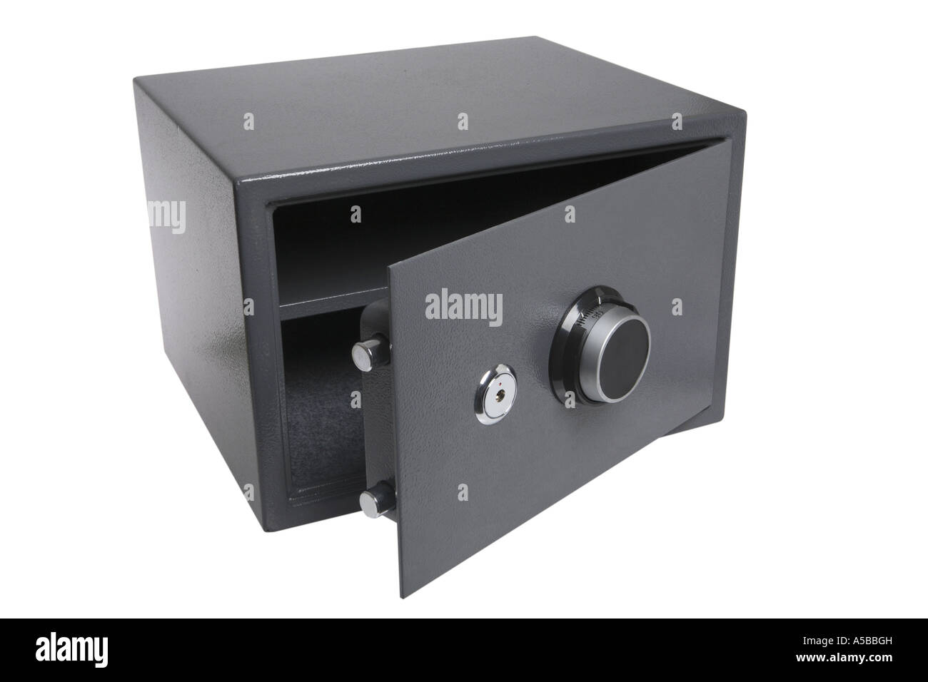 Aprire Cassaforte ritagliata su sfondo bianco Foto Stock