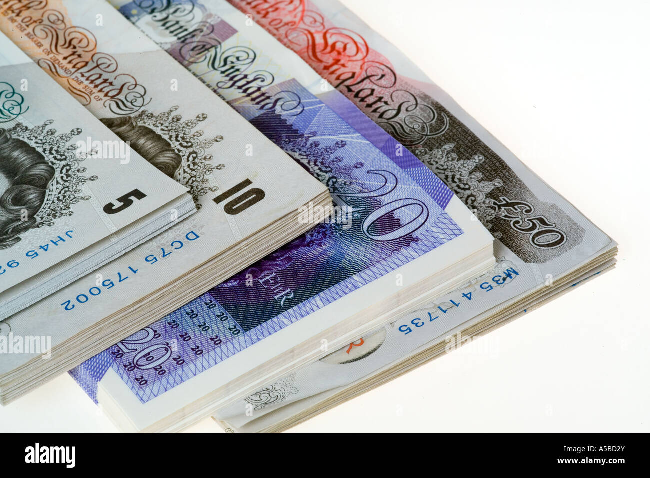 Tutti British banconote £5 £10, £20, £50 Foto Stock