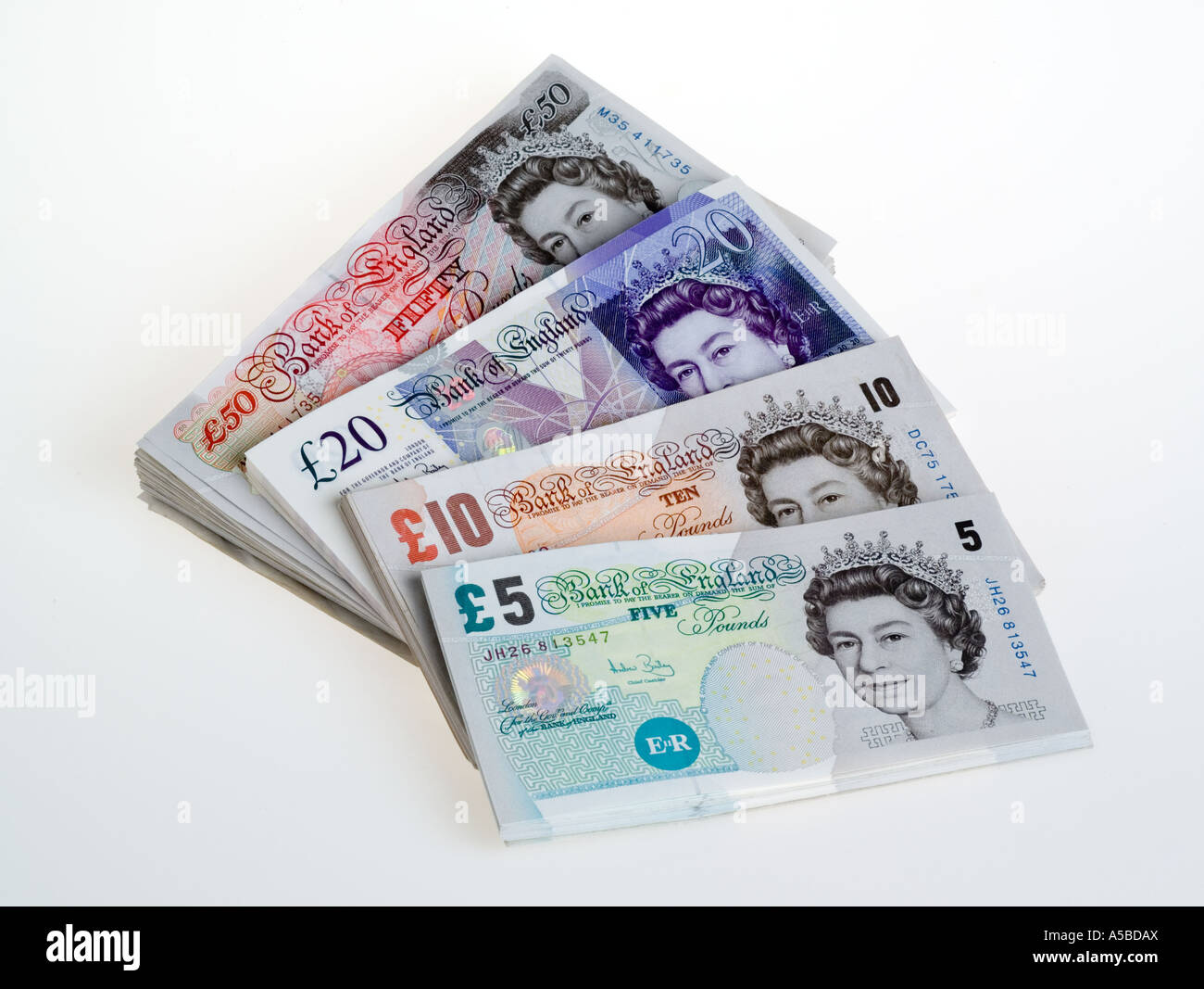 Tutti British banconote £5 £10, £20, £50 Foto Stock