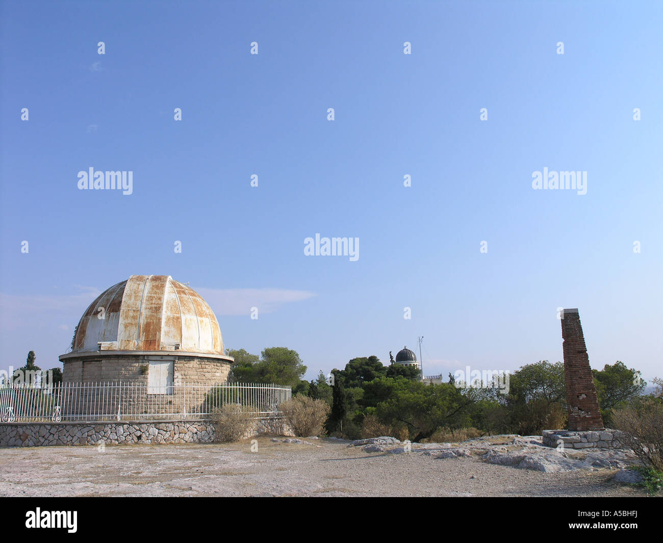 Star obyervatory sulla sommità della collina Pnice ad Atene Foto Stock