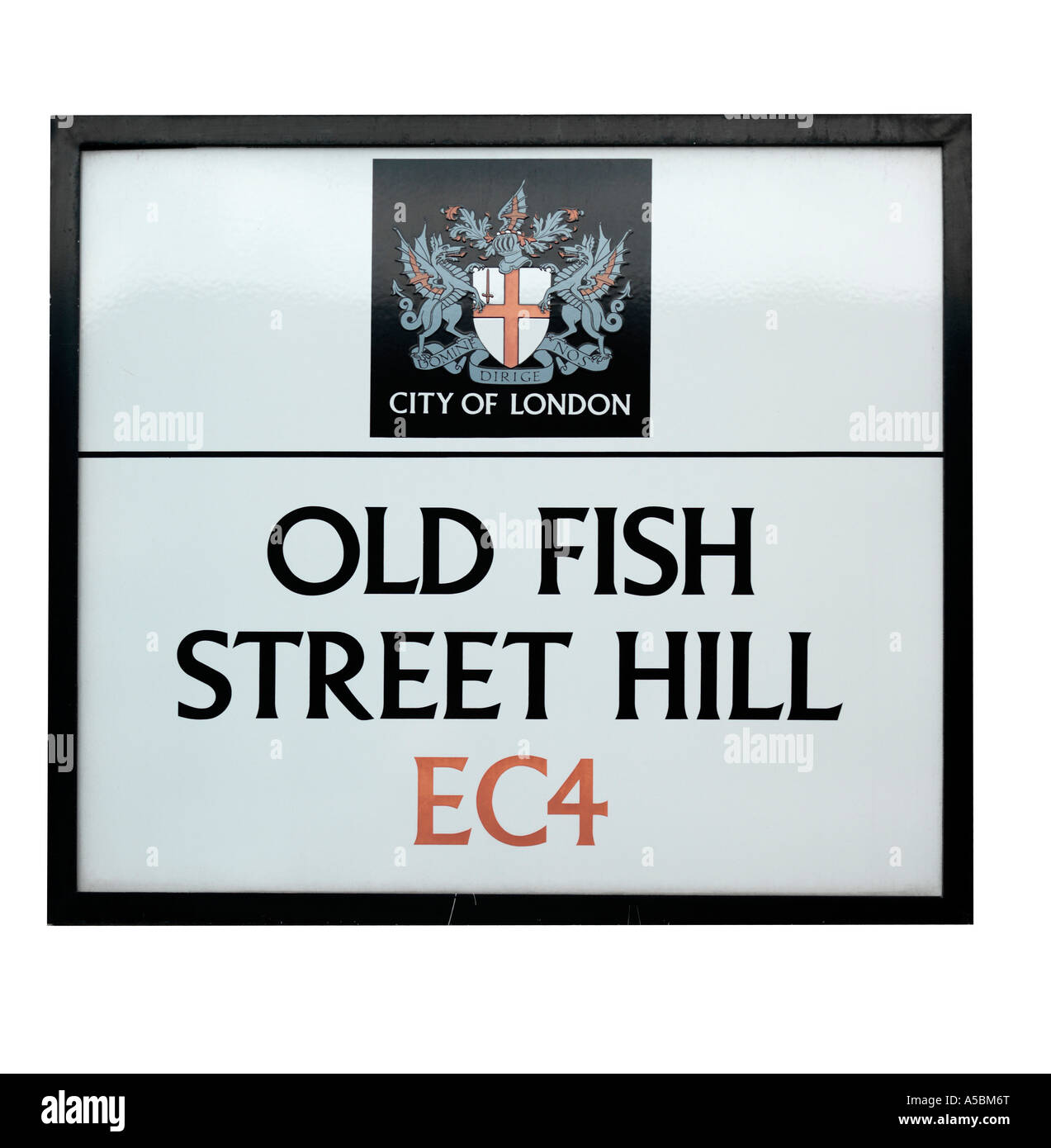City of London street segno pesce vecchio street hill CE4 Foto Stock