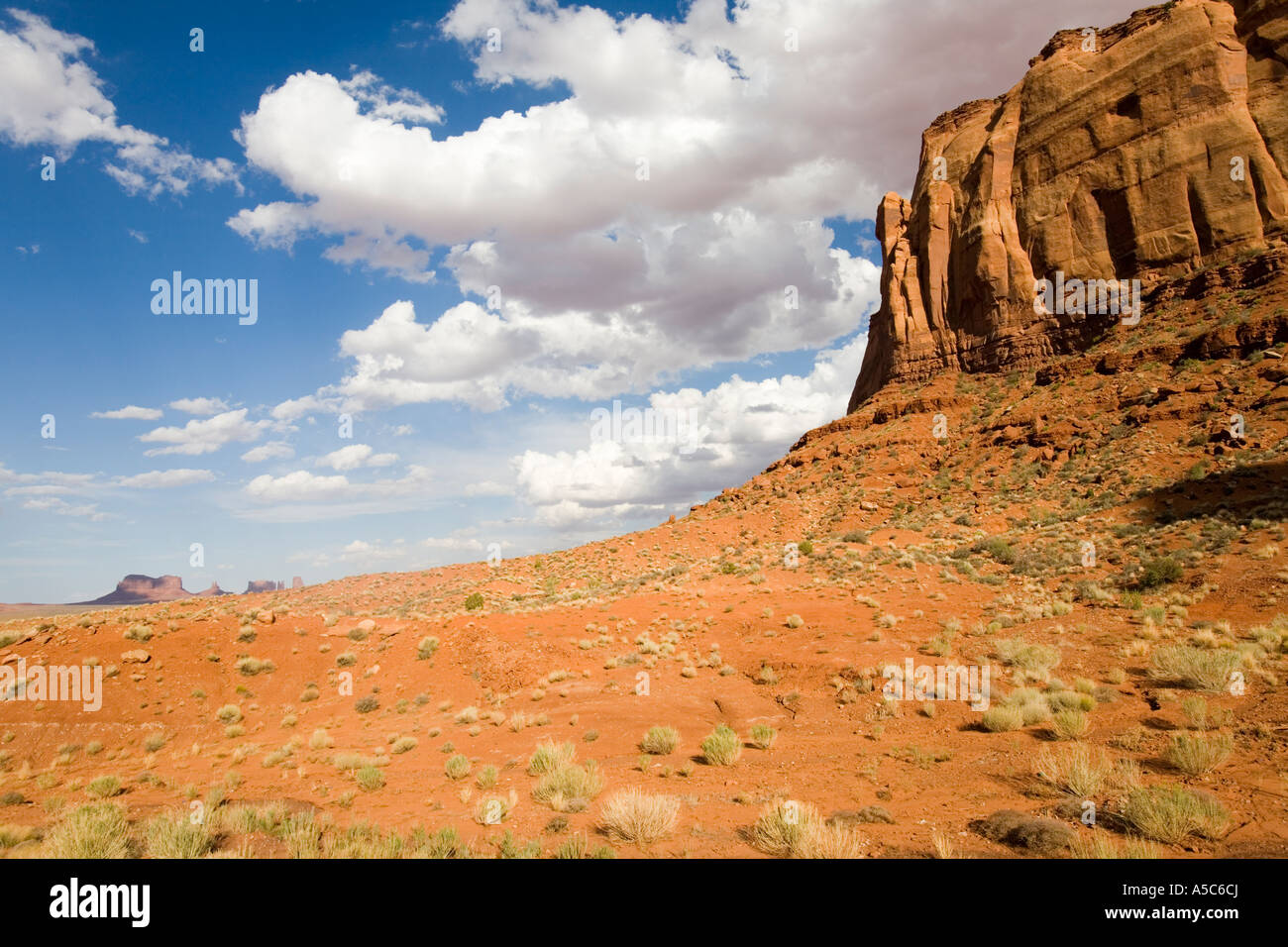 Una vista della Monument Valley in distanza. Foto Stock