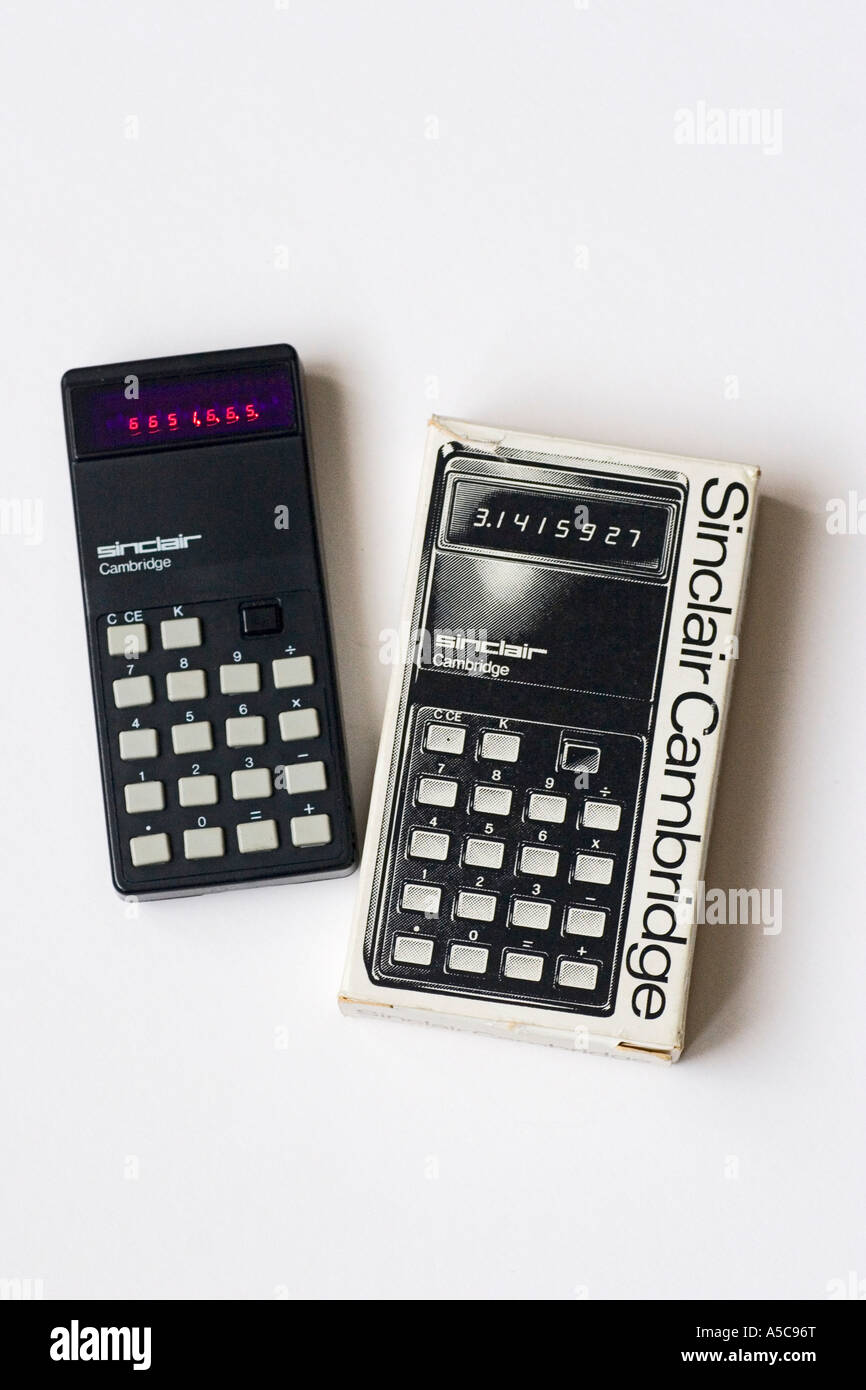 Vintage Sinclair Cambridge calcolatrice con box Foto Stock