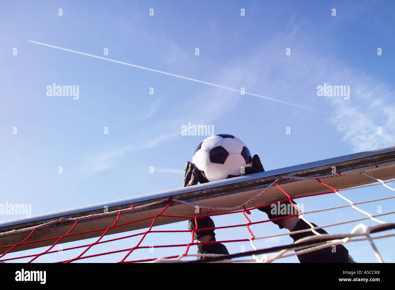 Il portiere in azione Foto Stock