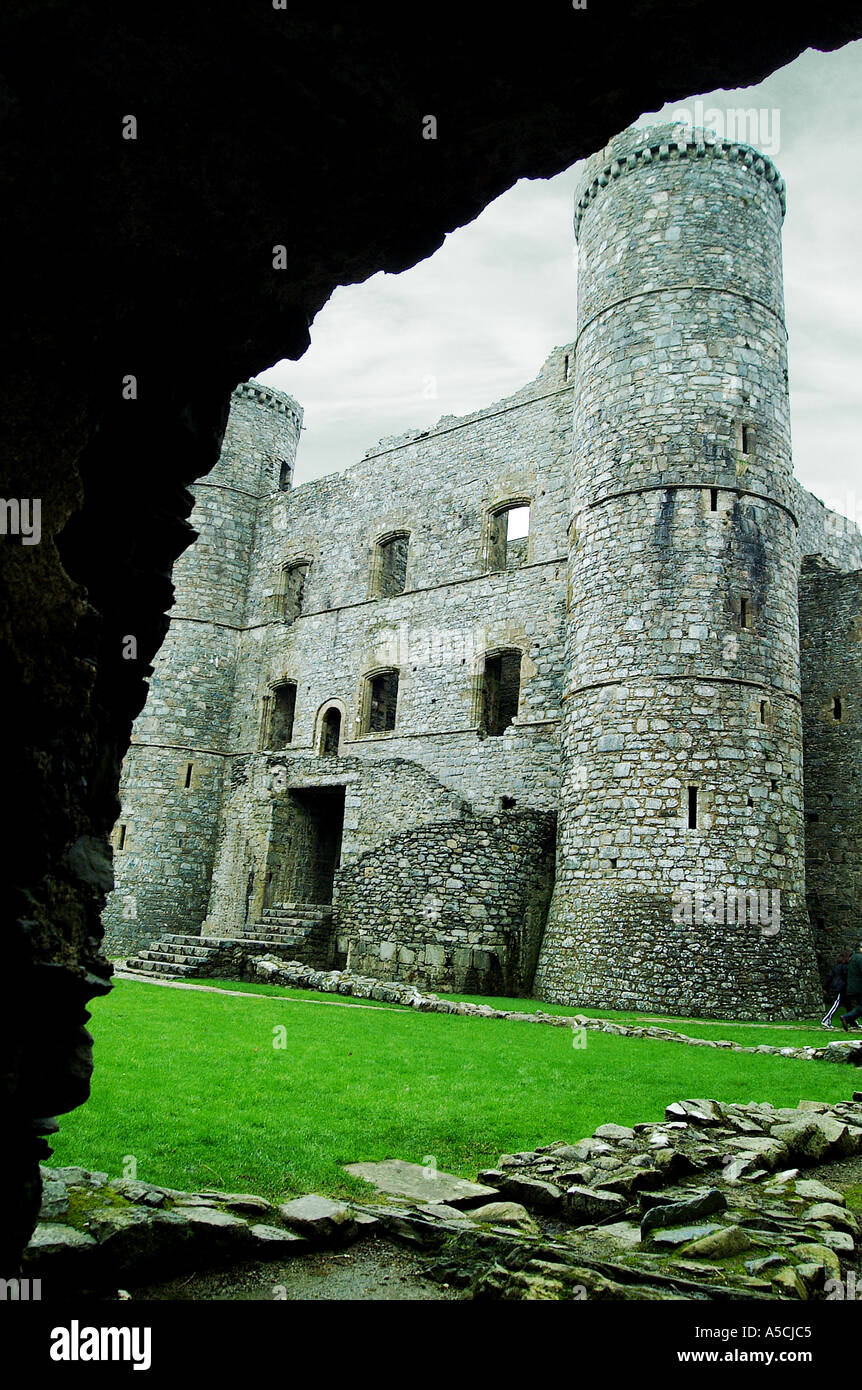 Harlech Castle tenere Foto Stock