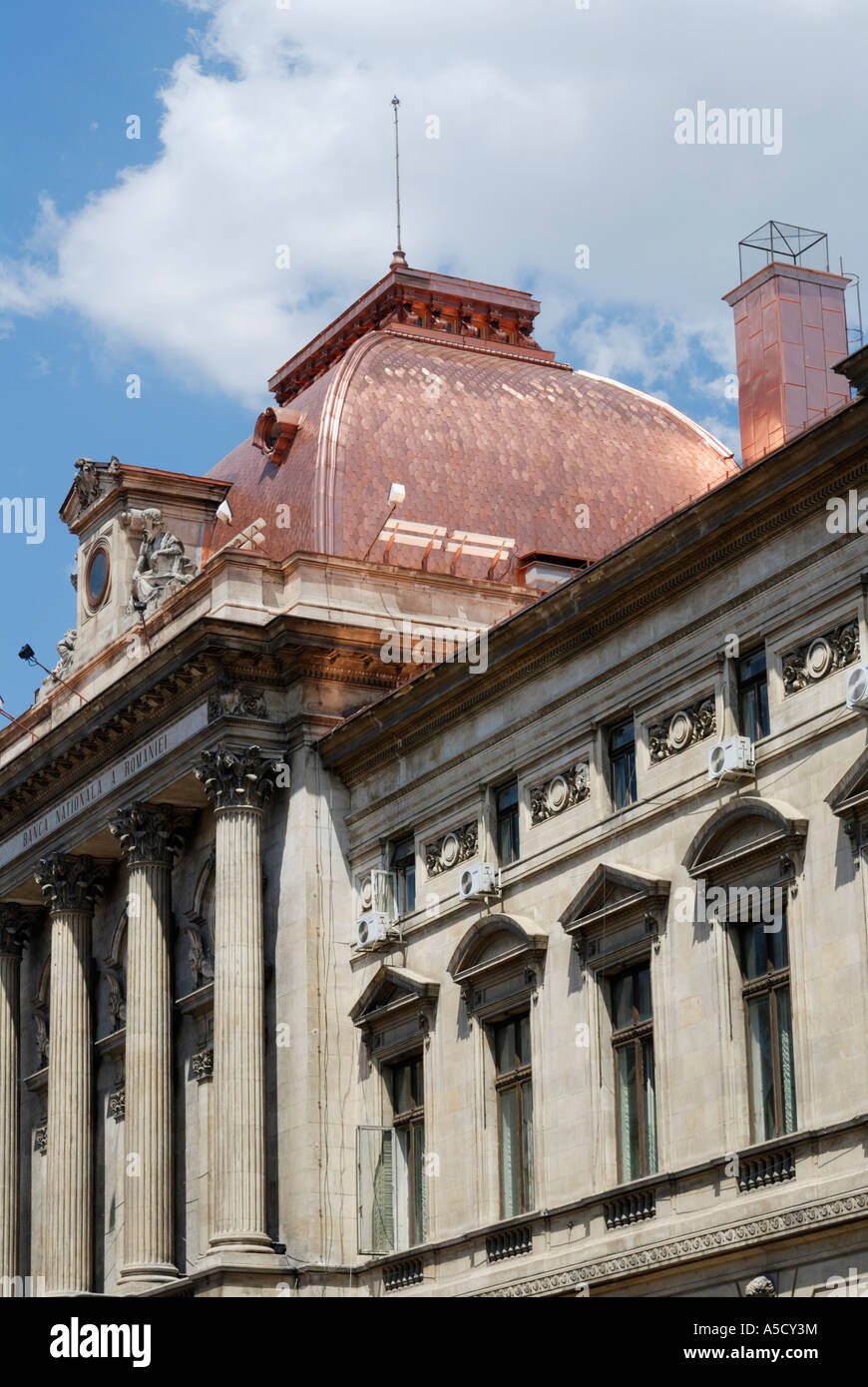 Il palazzo della Banca nazionale di Romania, Lipscani street, Bucarest, Romania Foto Stock