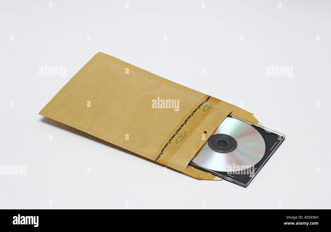CD ROM in busta imbottita Foto Stock