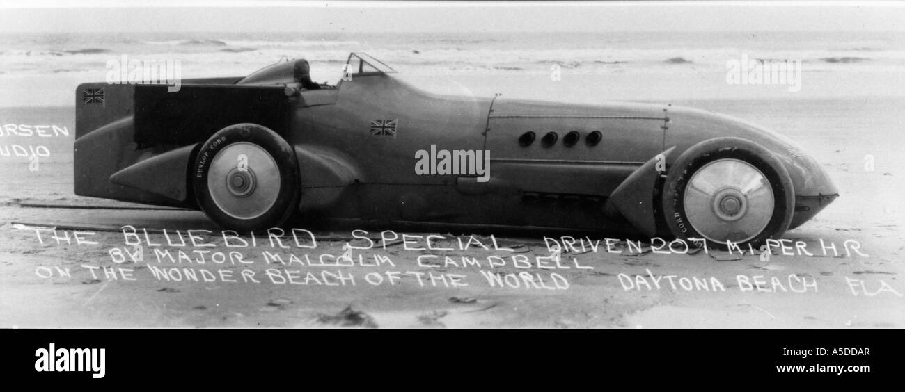 Fotografia storica di racecar sulla spiaggia di Daytona Florida Foto Stock