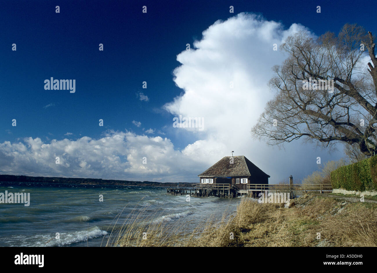 Boat House, Ammersee, Baviera, Germania Foto Stock