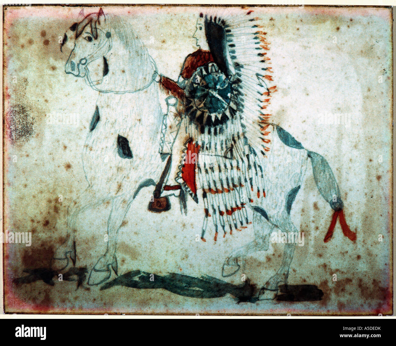 Pittura indiana di guerrieri a cavallo Foto Stock