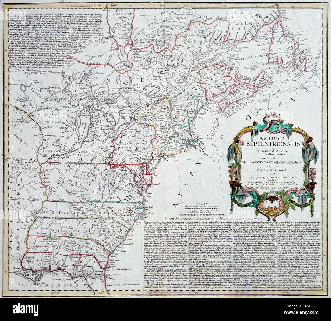 Mappa olandese dell'est Stati Uniti 1777 Foto Stock