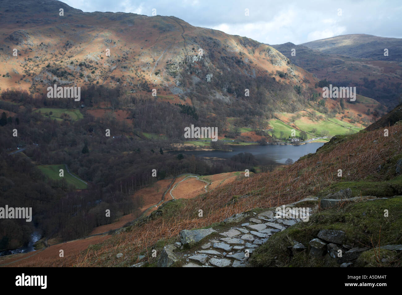 Lake District percorso, Loughrigg Fell, Inghilterra Foto Stock