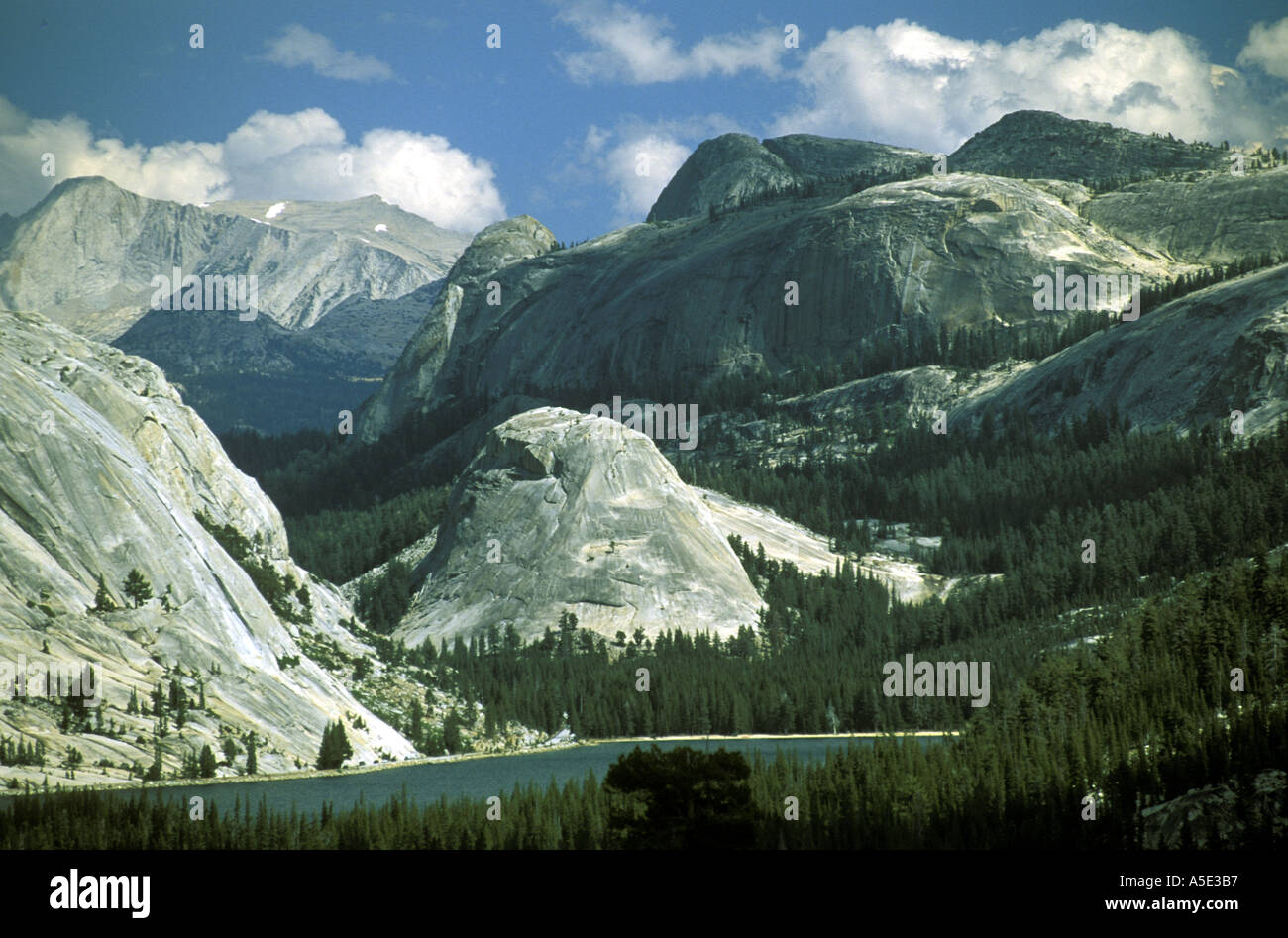 Lago Tenaya MOUNT CONNESS e cupola PYWIACK TIOGA ROAD Yosemite National Park California USA Foto Stock