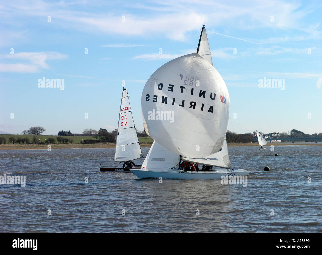 Yachts racing sul fiume Wyre Foto Stock
