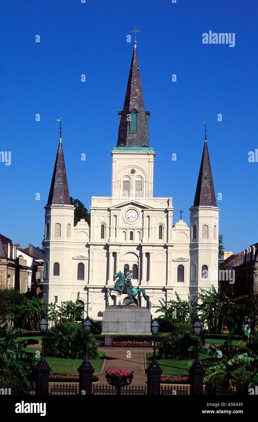 Stati Uniti Louisiana New Orleans Saint Louis Cattedrale e piazza Jackson Foto Stock