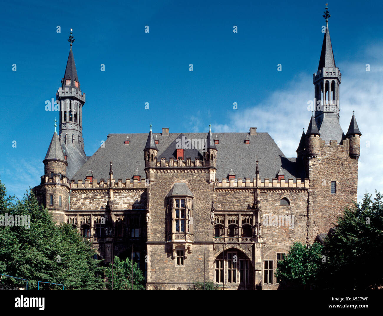 Aachen, Rathaus, Südfassade Foto Stock