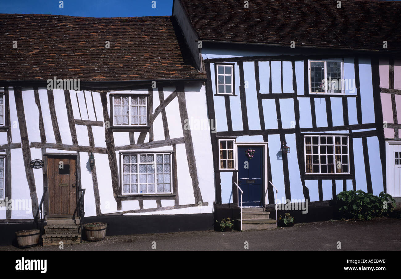 Pendente case medievali Lavenham Suffolk Foto Stock