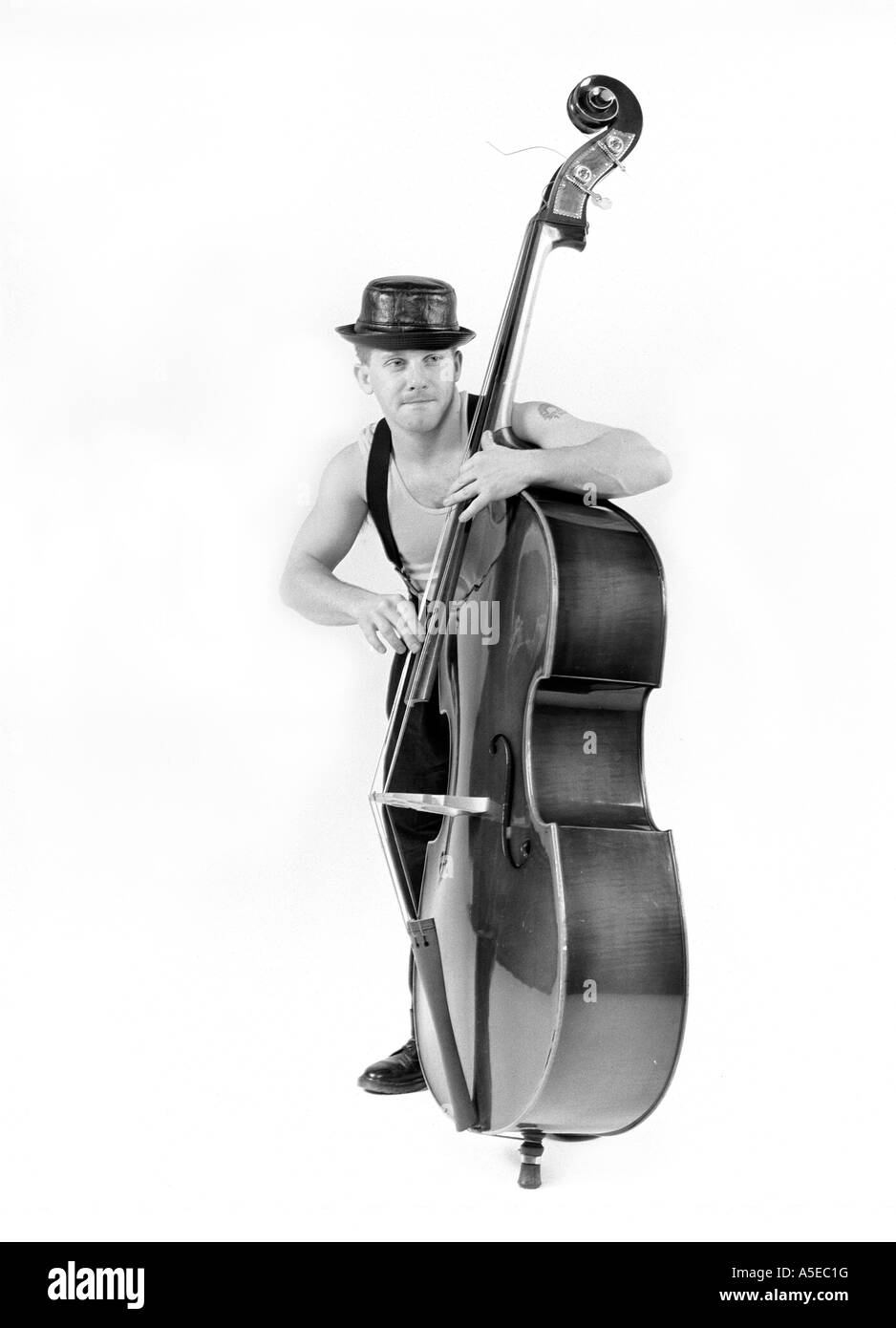 Double bass player Foto Stock