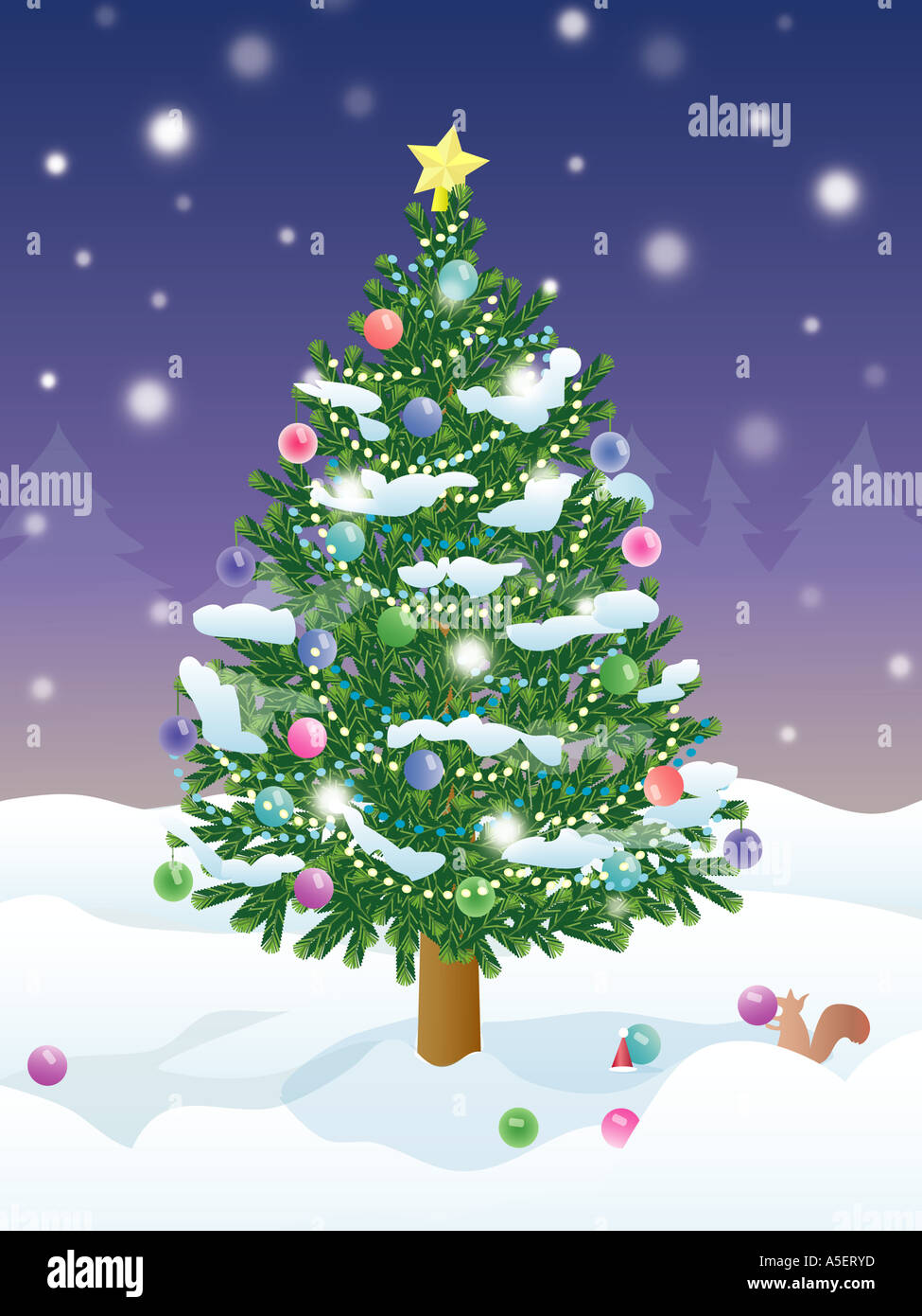 Albero di Natale decorato Foto Stock