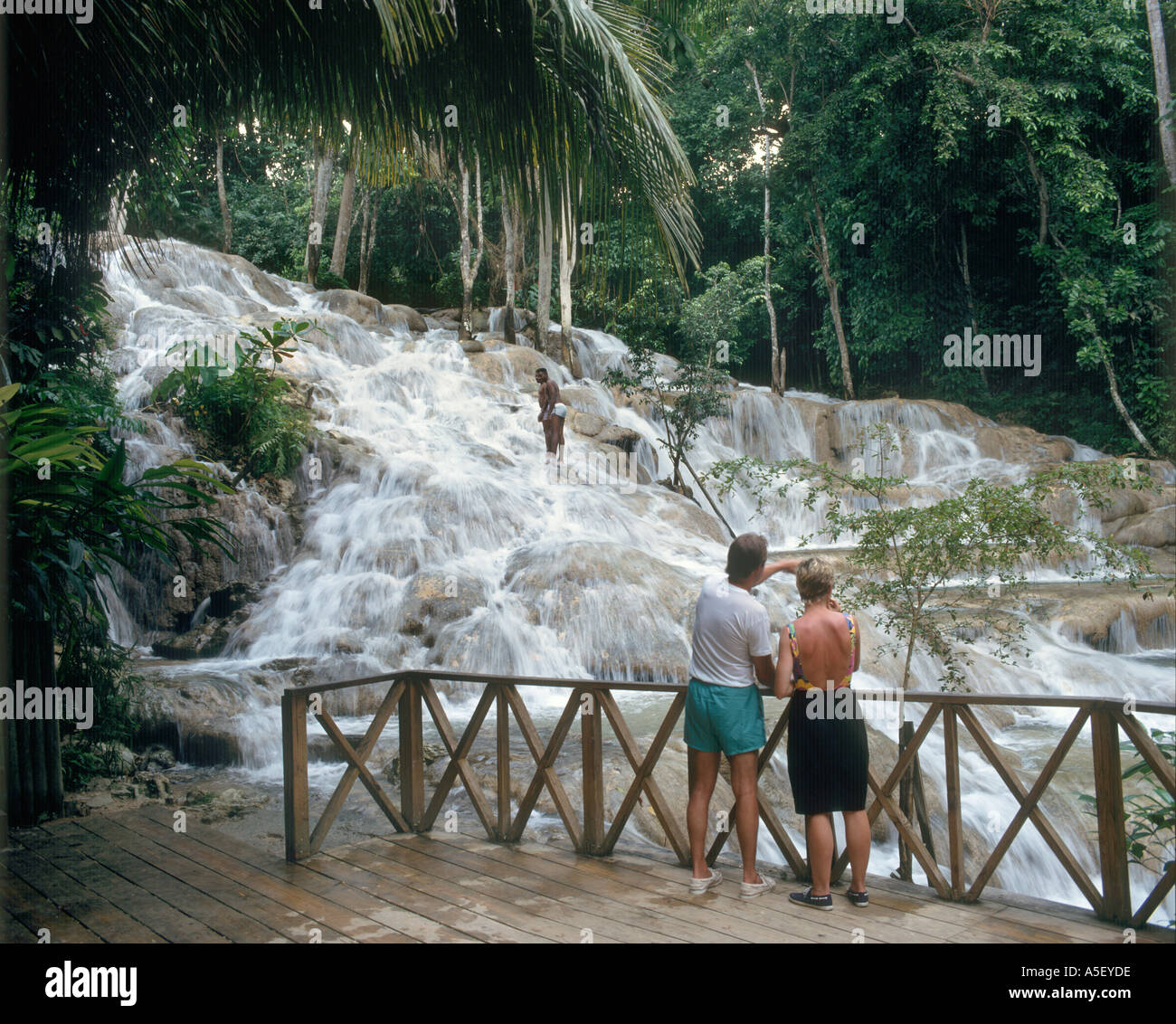 Dunns River Falls, Ocho Rios, in Giamaica, Caraibi, West Indies Foto Stock