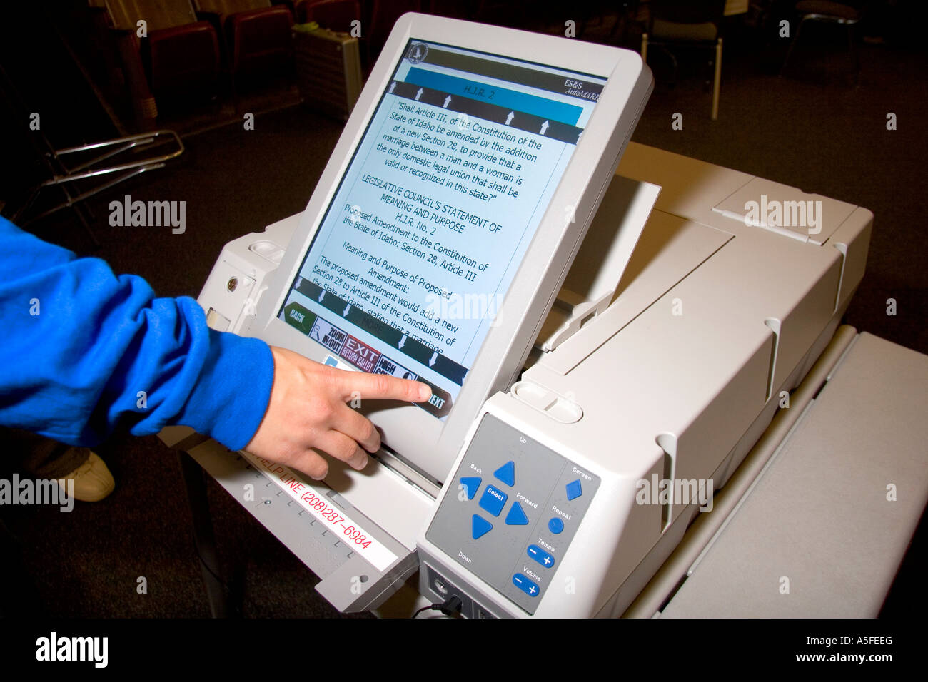 Toccare lo schermo per votare i computer utilizzati a Boise Idaho Foto Stock