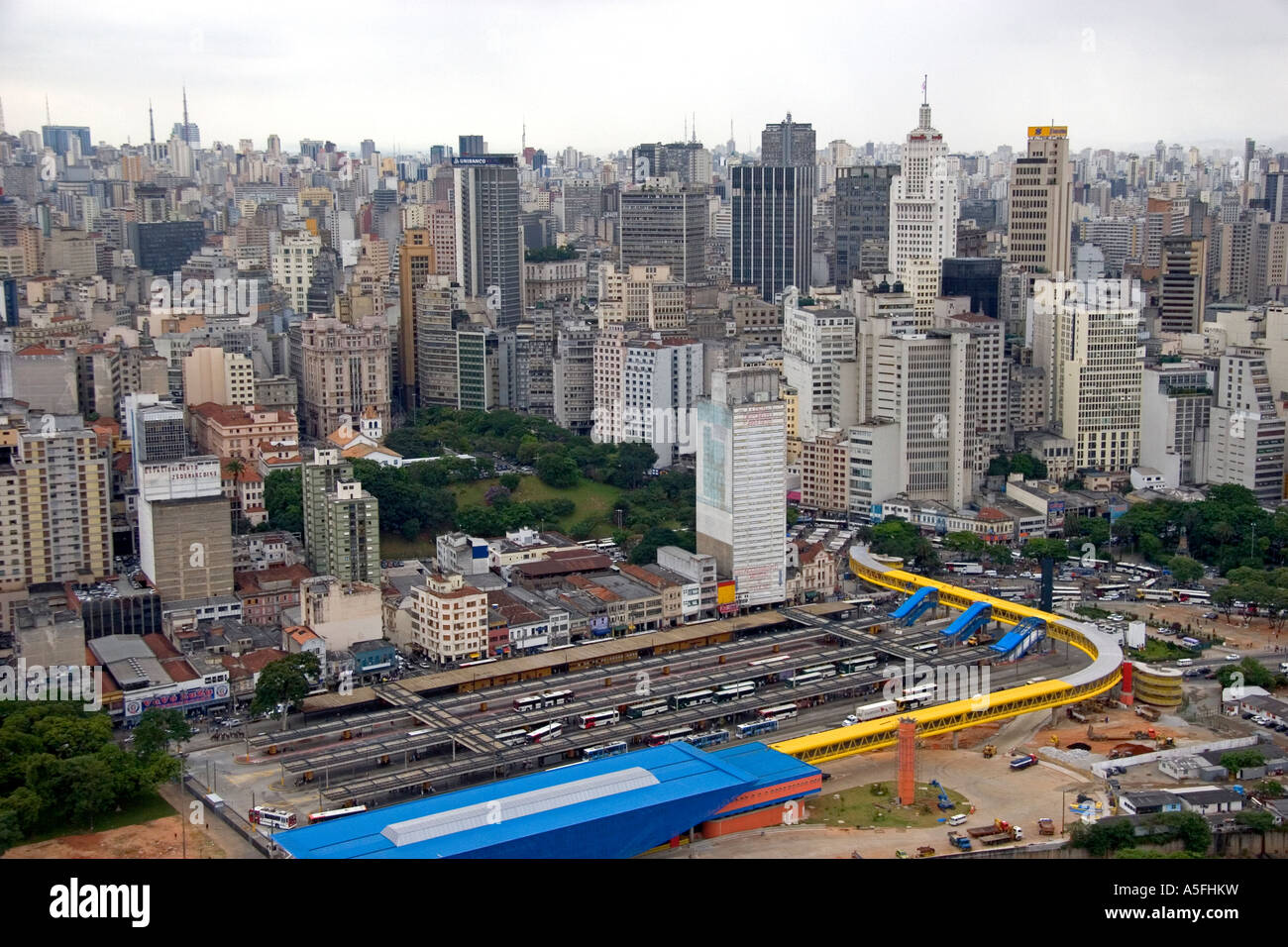 Vista aerea del terminal principale degli autobus per Sao Paulo in Brasile Foto Stock