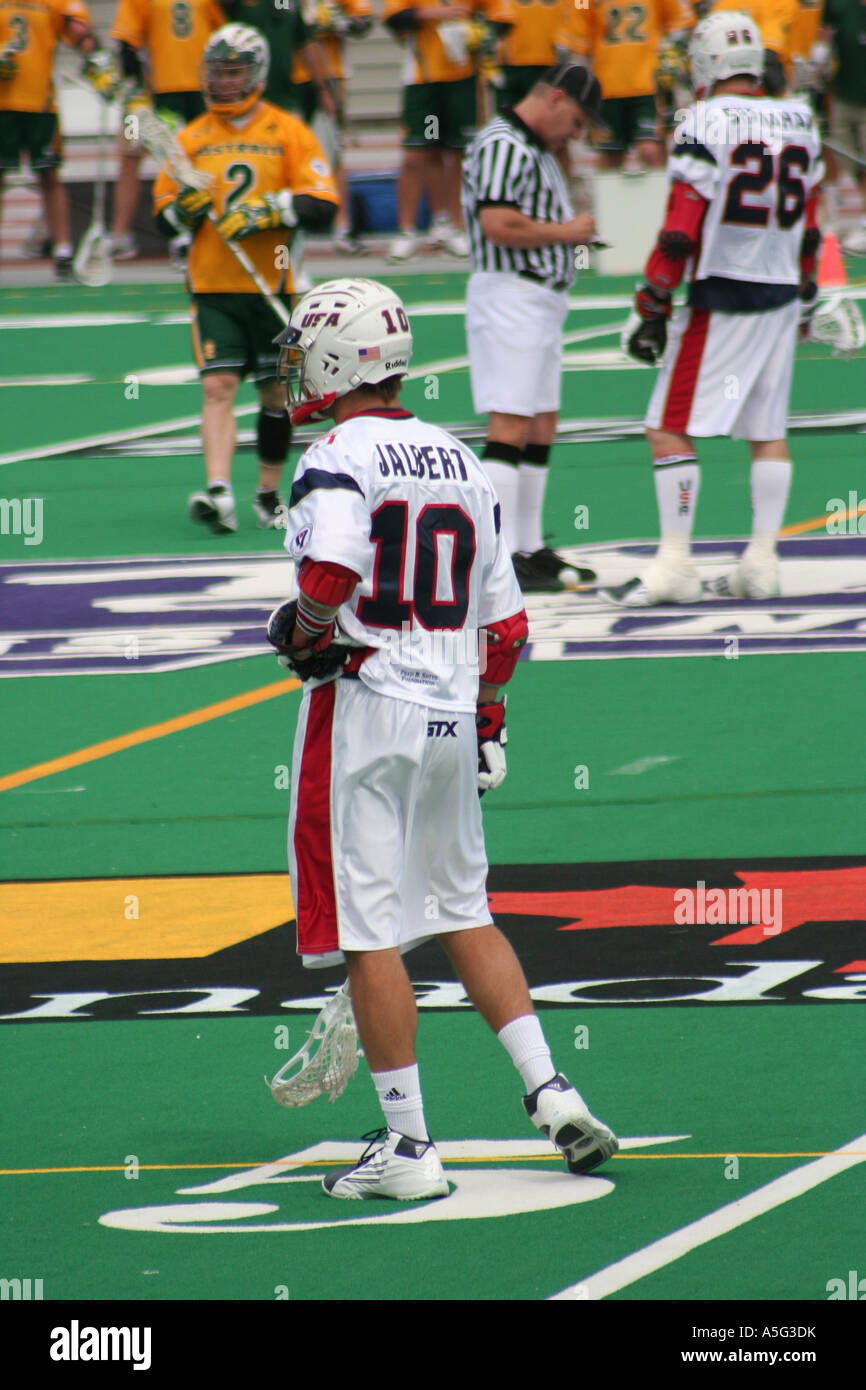 Il Team USA vs Team Australia durante il mondo 2006 Campionati di Lacrosse Foto Stock