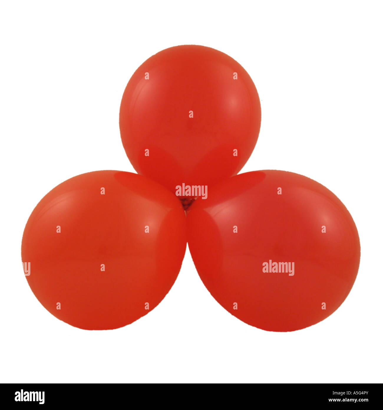 Tre palloncini legati insieme in rappresentanza di planare trigonale molecola sagomato Foto Stock