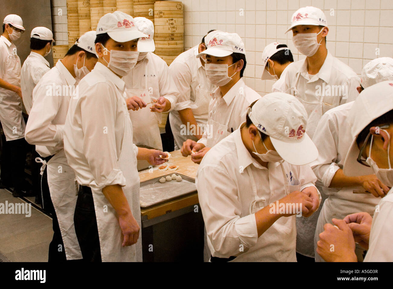 Xiaolongbao o maiale gnocco di incarto Dintaifung a Taipei Taiwan Foto Stock