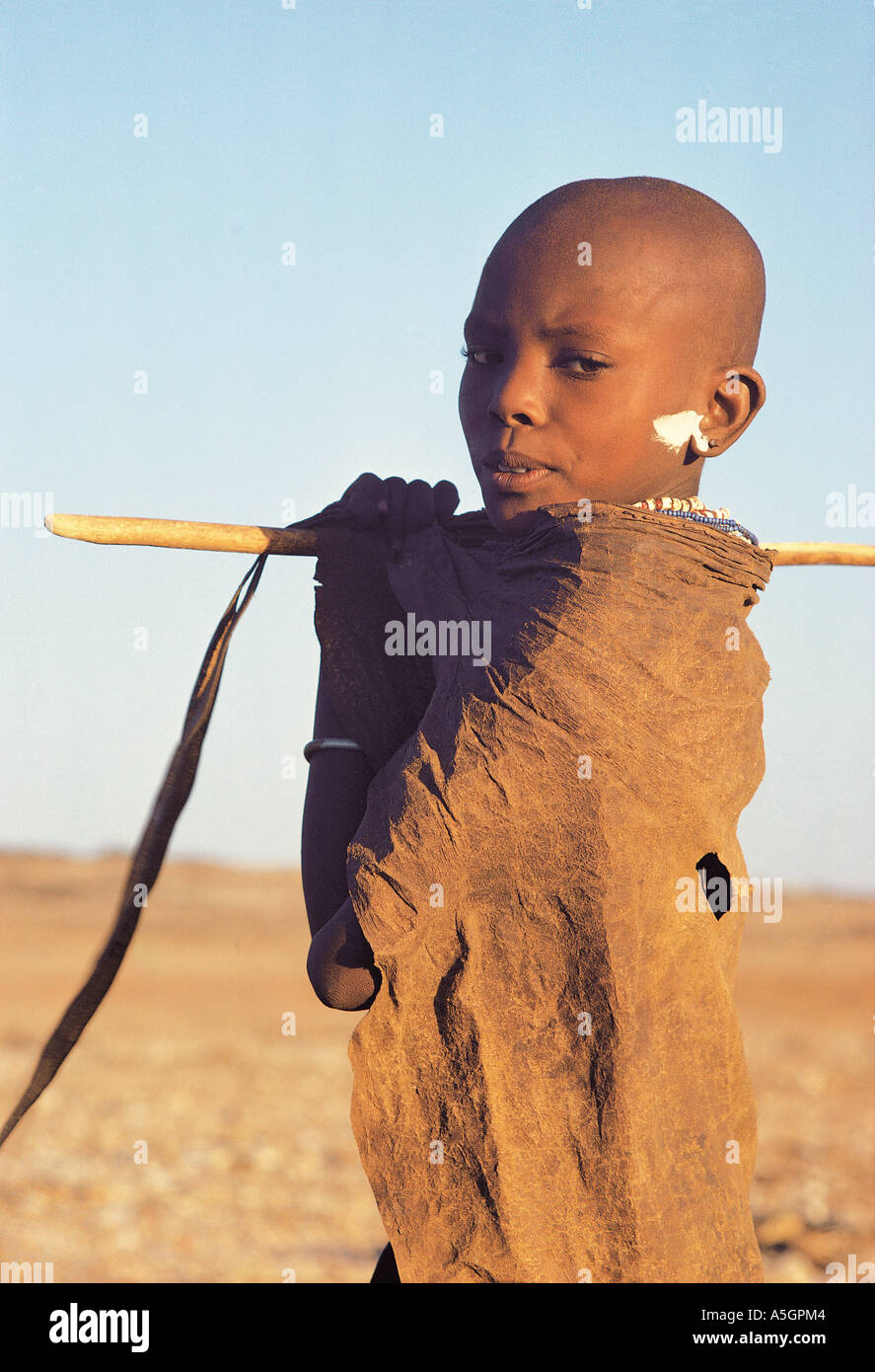 Ritratto di giovane ragazza Rendille Kenya Africa orientale Foto Stock