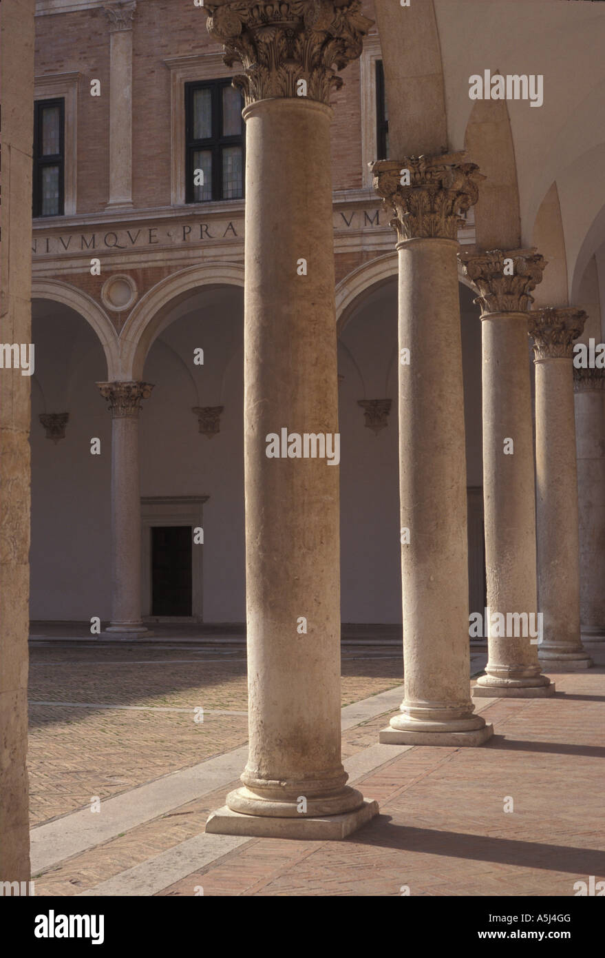 Cortile del Palazzo Ducale di Urbino . Le Marche, Italia Foto Stock