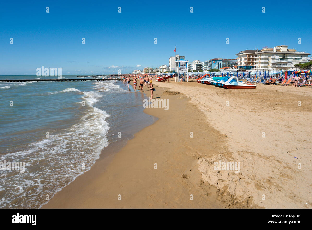 Spiaggia Lido de Jesolo, veneziana Riviera, Italia Foto Stock